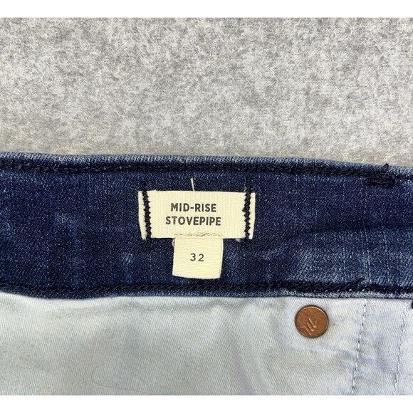 Madewell Stovepipe Mid-Rise Jeans Womens 32 Blue Medium Wash Stretch NG260 - Picture 6 of 16
